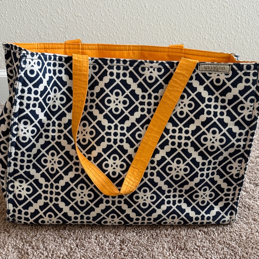 Spartina 449 Navy and Yellow Patterned Tote